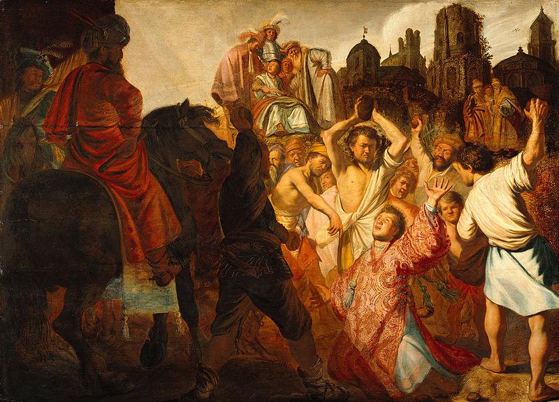 REMBRANDT Harmenszoon van Rijn The Stoning of saint Stephen oil painting image